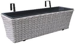 [planter_27] Rattan Rectangular Railing Planter (Grey)